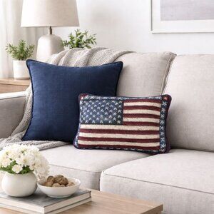 Lafrance American Flag Needlepoint Pillow Patriotic Americana USA Made Old Glory